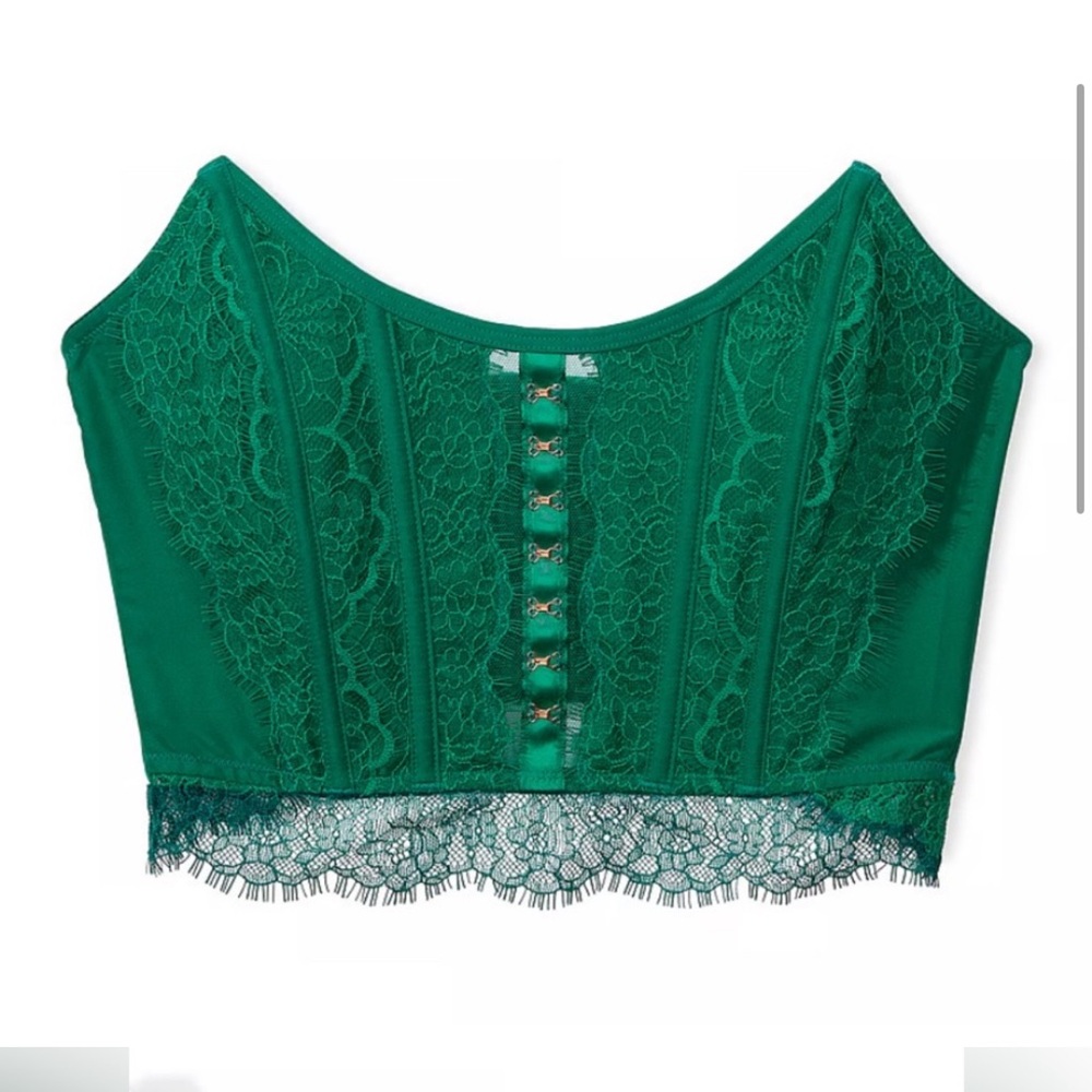 NWT Victoria’s Secret Dream Angels Lace Corset.  Emerald Green Size M
